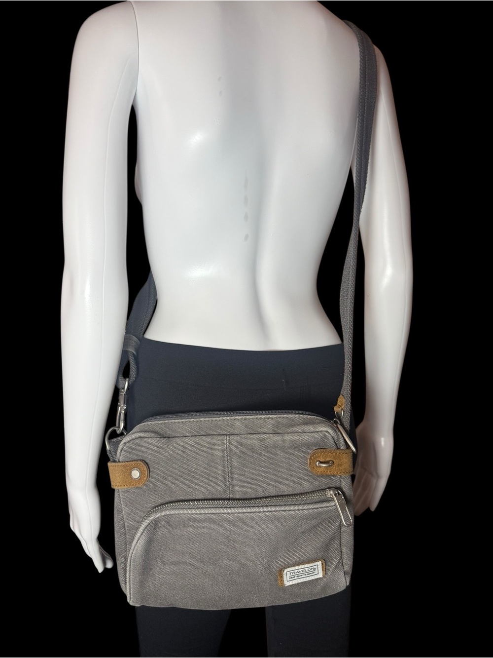 Travelon Anti-Theft Heritage Pewter Canvas Crossbody Bag